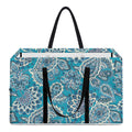 Turquoise Floral Bohemian Pattern Print Utility Tote Bag