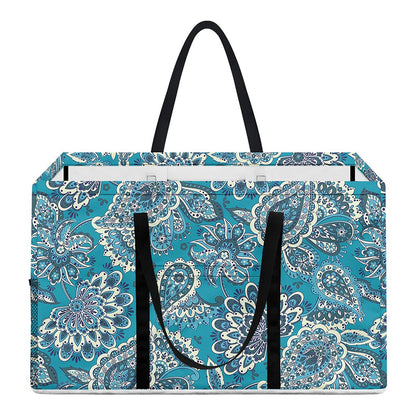 Turquoise Floral Bohemian Pattern Print Utility Tote Bag