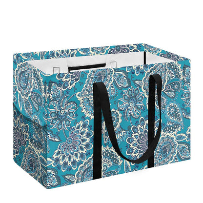 Turquoise Floral Bohemian Pattern Print Utility Tote Bag