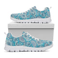 Turquoise Floral Bohemian Pattern Print White Running Shoes