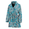 Turquoise Floral Bohemian Pattern Print Women's Bathrobe