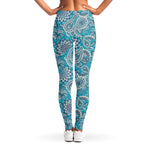 Turquoise Floral Bohemian Pattern Print Women's Leggings
