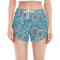 Turquoise Floral Bohemian Pattern Print Women's Split Running Shorts