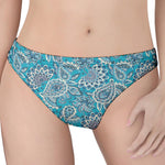 Turquoise Floral Bohemian Pattern Print Women's Thong