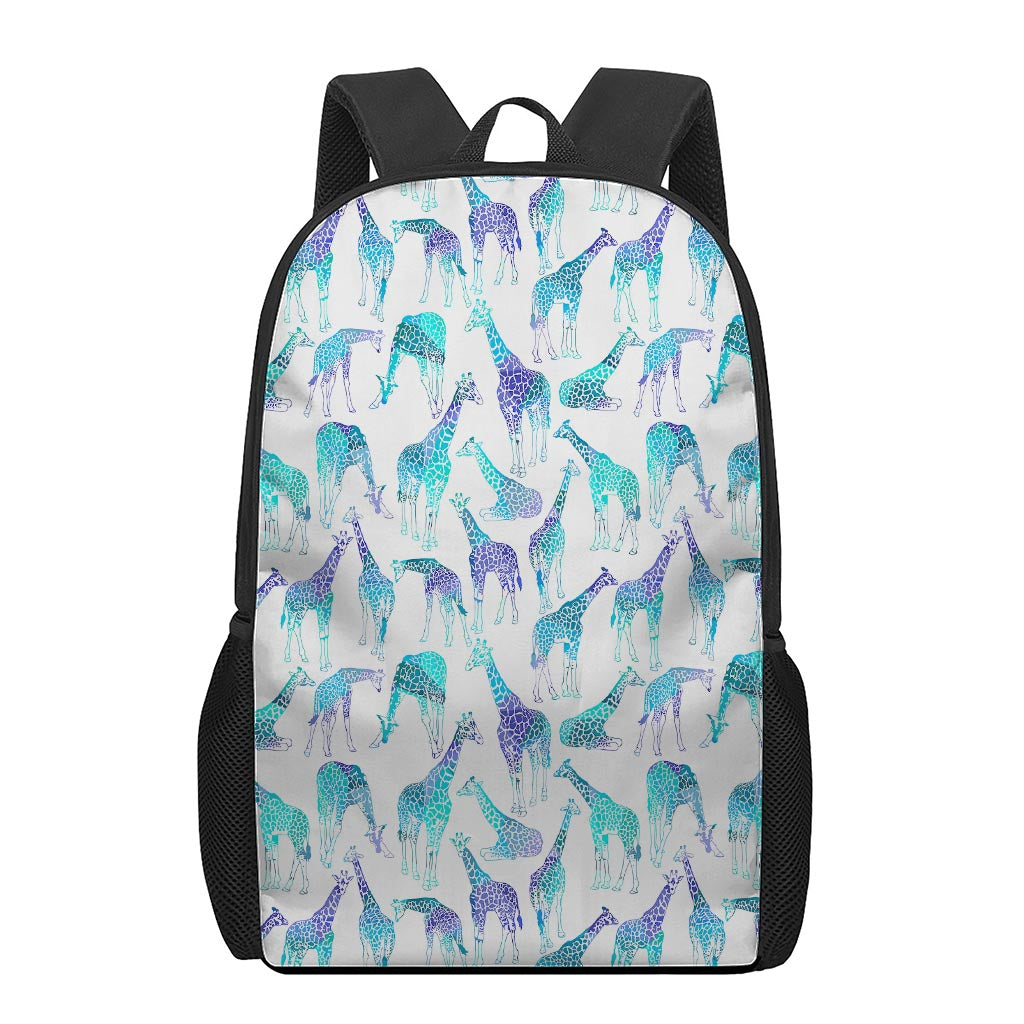 Turquoise Giraffe Pattern Print 17 Inch Backpack
