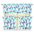 Turquoise Giraffe Pattern Print 3 Piece Kitchen Curtains