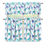 Turquoise Giraffe Pattern Print 3 Piece Kitchen Curtains