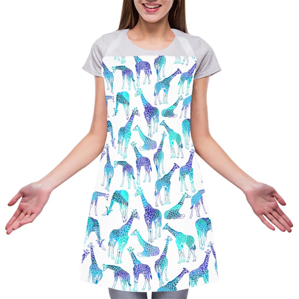 Turquoise Giraffe Pattern Print Adjustable Apron