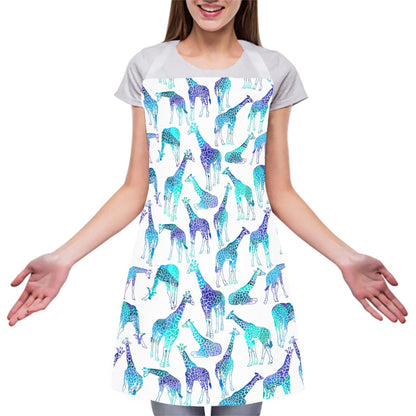 Turquoise Giraffe Pattern Print Adjustable Apron