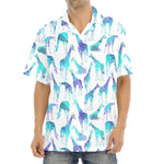 Turquoise Giraffe Pattern Print Aloha Shirt