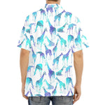 Turquoise Giraffe Pattern Print Aloha Shirt