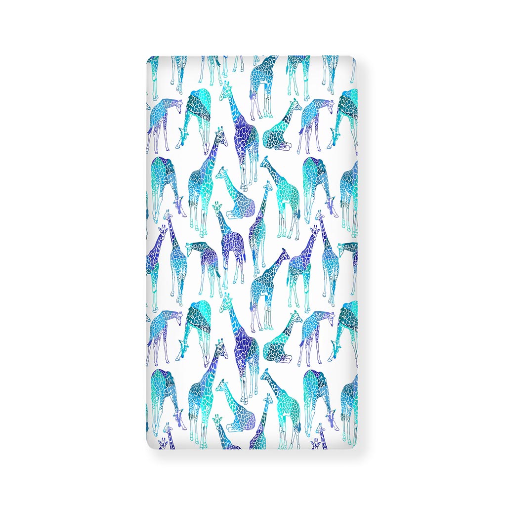 Turquoise Giraffe Pattern Print Baby Crib Sheet