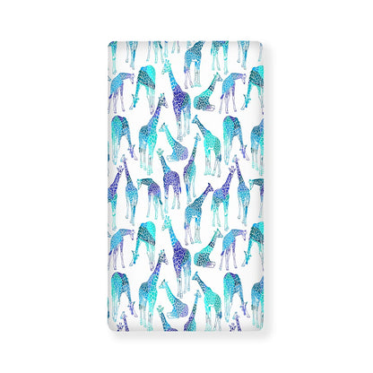 Turquoise Giraffe Pattern Print Baby Crib Sheet