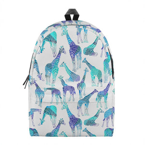 Turquoise Giraffe Pattern Print Backpack