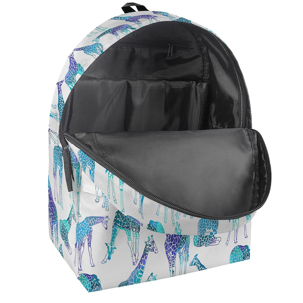 Turquoise Giraffe Pattern Print Backpack