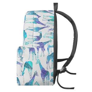 Turquoise Giraffe Pattern Print Backpack