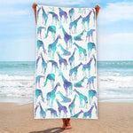 Turquoise Giraffe Pattern Print Beach Towel