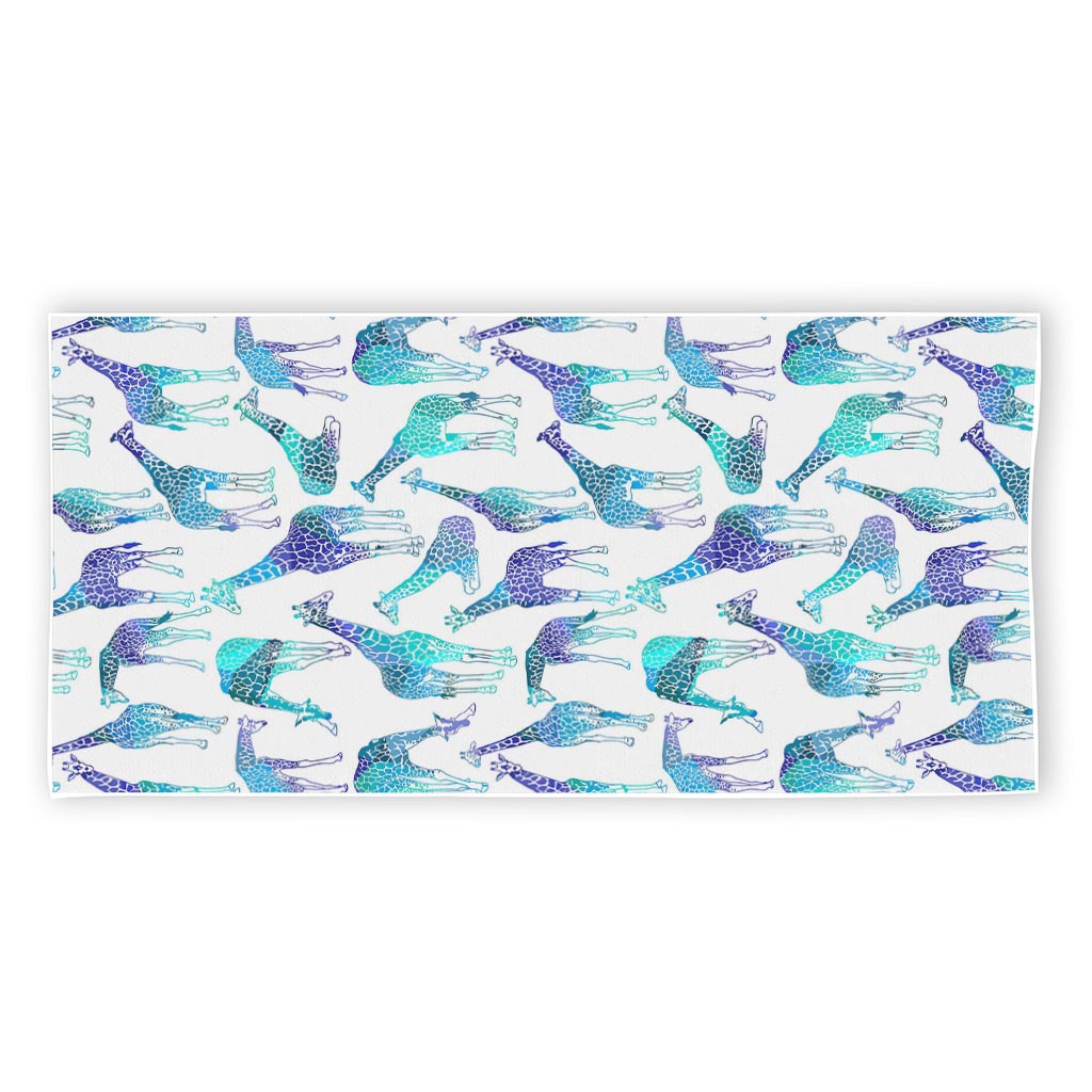Turquoise Giraffe Pattern Print Beach Towel
