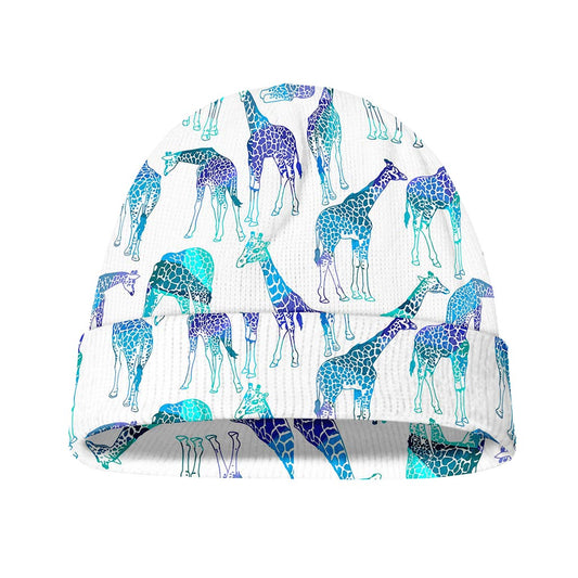Turquoise Giraffe Pattern Print Beanie