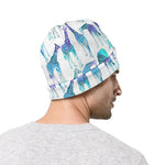 Turquoise Giraffe Pattern Print Beanie