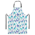 Turquoise Giraffe Pattern Print Bib Apron With Pocket