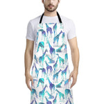 Turquoise Giraffe Pattern Print Bib Apron With Pocket
