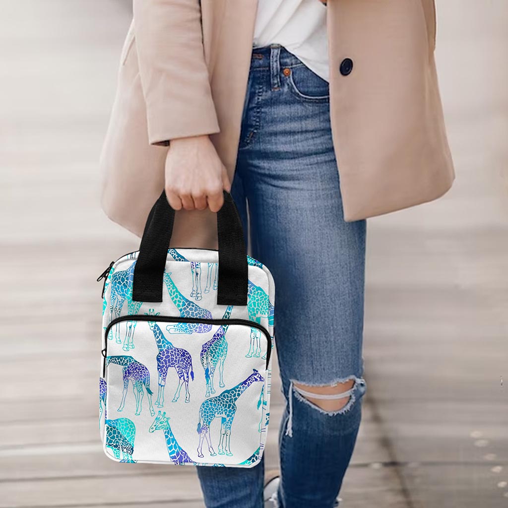 Turquoise Giraffe Pattern Print Bible Tote Bag