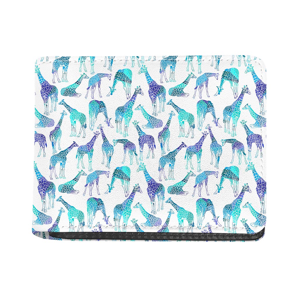 Turquoise Giraffe Pattern Print Bifold Wallet