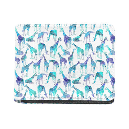 Turquoise Giraffe Pattern Print Bifold Wallet