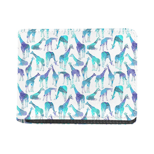 Turquoise Giraffe Pattern Print Bifold Wallet