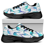 Turquoise Giraffe Pattern Print Black Chunky Shoes