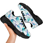 Turquoise Giraffe Pattern Print Black Chunky Shoes