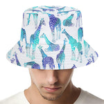 Turquoise Giraffe Pattern Print Bucket Hat