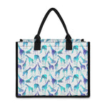Turquoise Giraffe Pattern Print Canvas Tote Bag