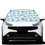 Turquoise Giraffe Pattern Print Car Windshield Snow Cover