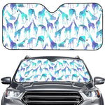 Turquoise Giraffe Pattern Print Car Windshield Sun Shade