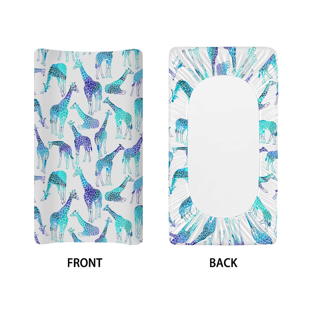 Turquoise Giraffe Pattern Print Changing Pad Cover