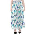 Turquoise Giraffe Pattern Print Chiffon Maxi Skirt
