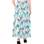 Turquoise Giraffe Pattern Print Chiffon Maxi Skirt