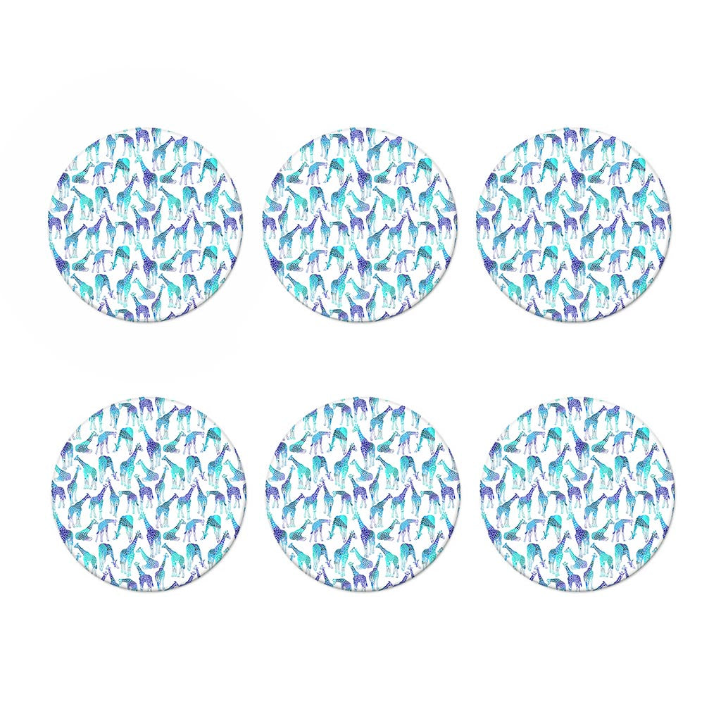 Turquoise Giraffe Pattern Print Coaster Set
