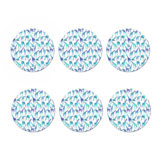 Turquoise Giraffe Pattern Print Coaster Set