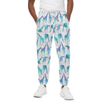 Turquoise Giraffe Pattern Print Cotton Pants