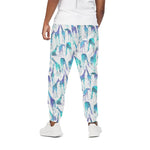 Turquoise Giraffe Pattern Print Cotton Pants