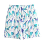 Turquoise Giraffe Pattern Print Cotton Shorts