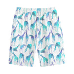 Turquoise Giraffe Pattern Print Cotton Shorts
