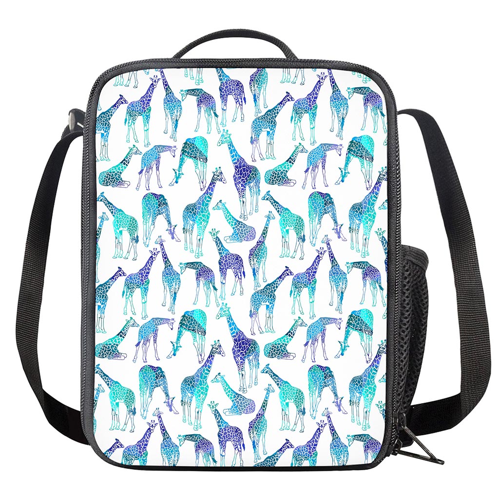 Turquoise Giraffe Pattern Print Crossbody Lunch Bag