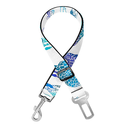 Turquoise Giraffe Pattern Print Dog Seat Belt