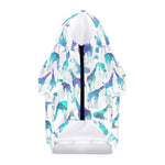 Turquoise Giraffe Pattern Print Dog Zip Up Hoodie