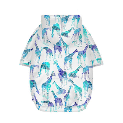 Turquoise Giraffe Pattern Print Dog Zip Up Hoodie