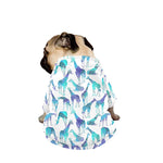 Turquoise Giraffe Pattern Print Dog Zip Up Jacket